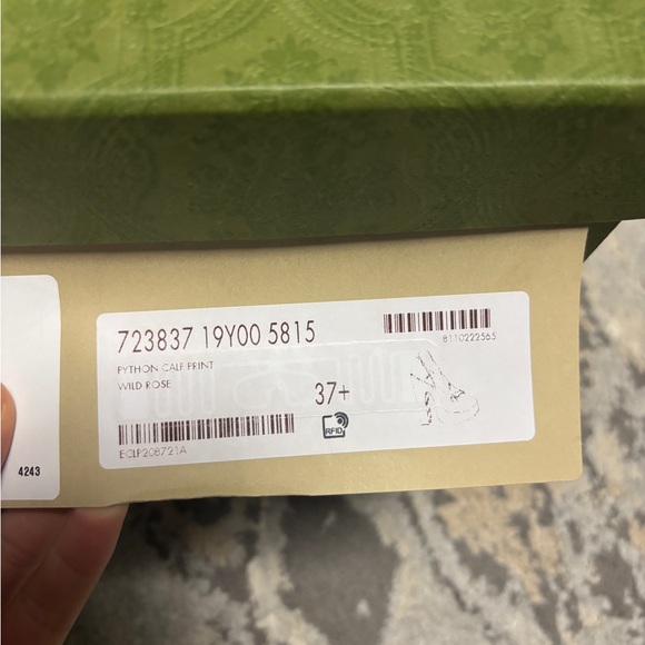 New Gucci High heel pump Pythons Calf Print Leather Wild Rose 723837 - Picture 8 of 10